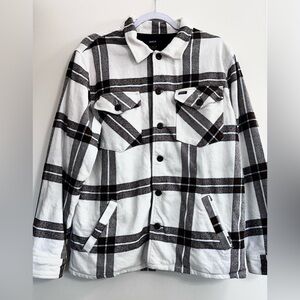 RVCA | Brown & White Plaid Flannel Shirt Jacket Men’s Medium | Cotton Button-Up